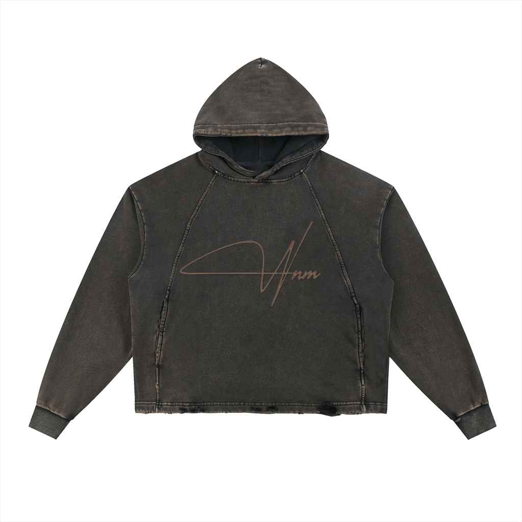Vintage Frayed-Hem Hoodie