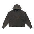 Vintage Frayed-Hem Hoodie